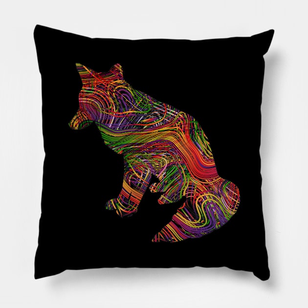 Fox Lovers Vibrant Artists String Illustration Pillow by grendelfly73