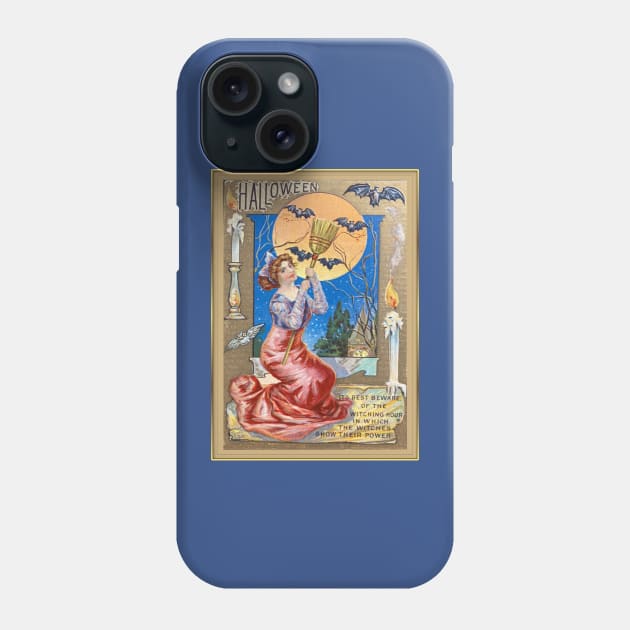 Vintage Look Halloween Witching Hour Girl Phone Case by numpdog