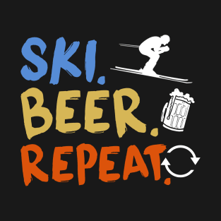 Ski Beer Repeat Funny Distressed T-Shirt