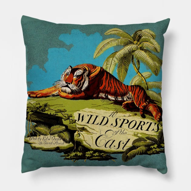 Vintage Tiger - Wild Sports of the East Pillow by StasiaProducts