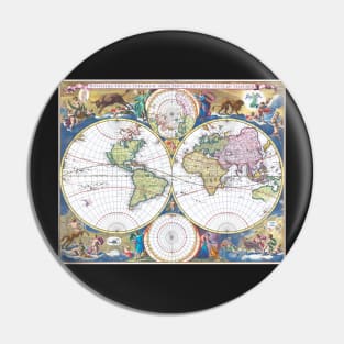 World map wall art 1690 dorm decor mappemonde Art Print Pin