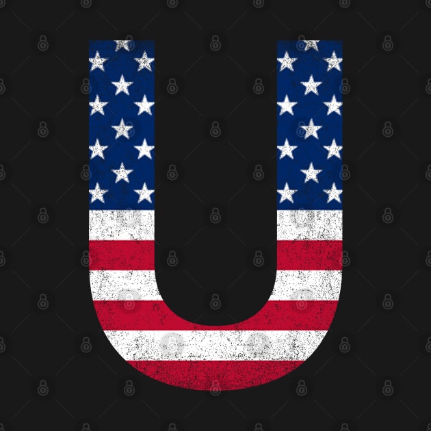 Vintage Letter U Capital Alphabet U American Flag by Shariss