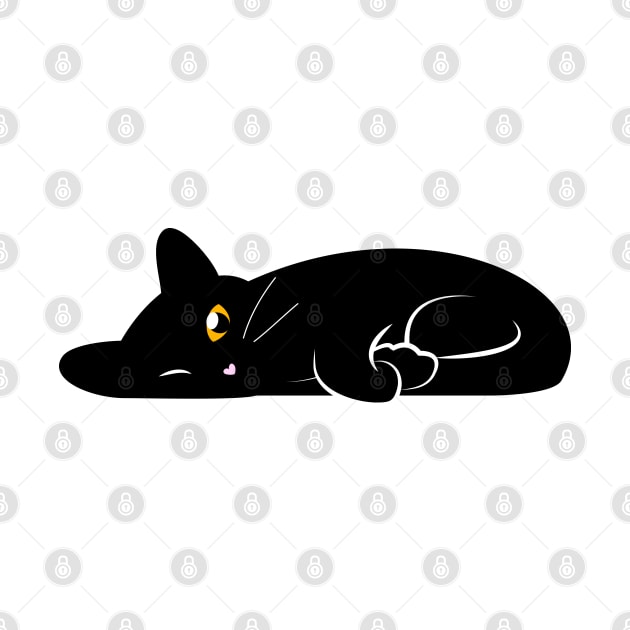 Sleeping black cat by crealizable