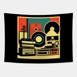 Vinyl Geek Retro Music Records and Tapes Collection Tapestry