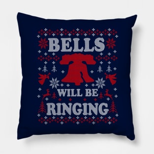 Philly Liberty Bell Philadelphia Bells WIll Be Ringing Ugly Christmas Sweater Party Philly Fan Pillow