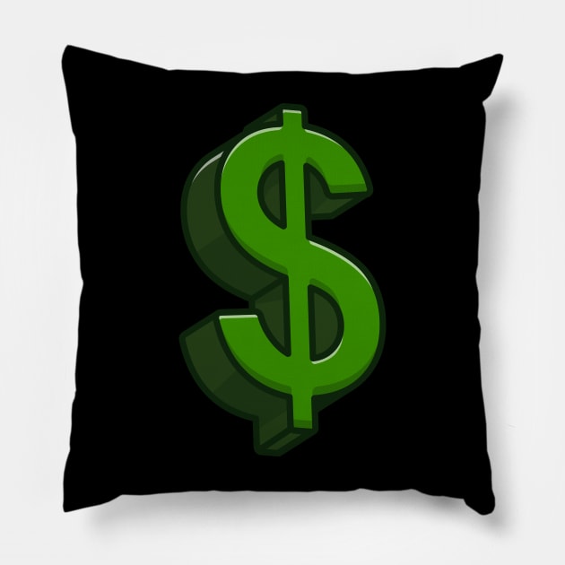 Dollar Sign Cartoon Pillow by Catalyst Labs