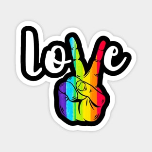 Love Peace Sign Rainbow Lgbt Lesbian Gay Pride Magnet