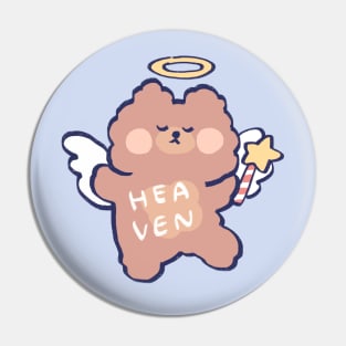 cute kawaii fluffy angel teddy bear with heaven text Pin