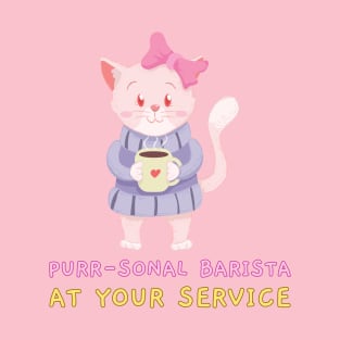 Purr-sonal Barista Coffee Cat T-Shirt