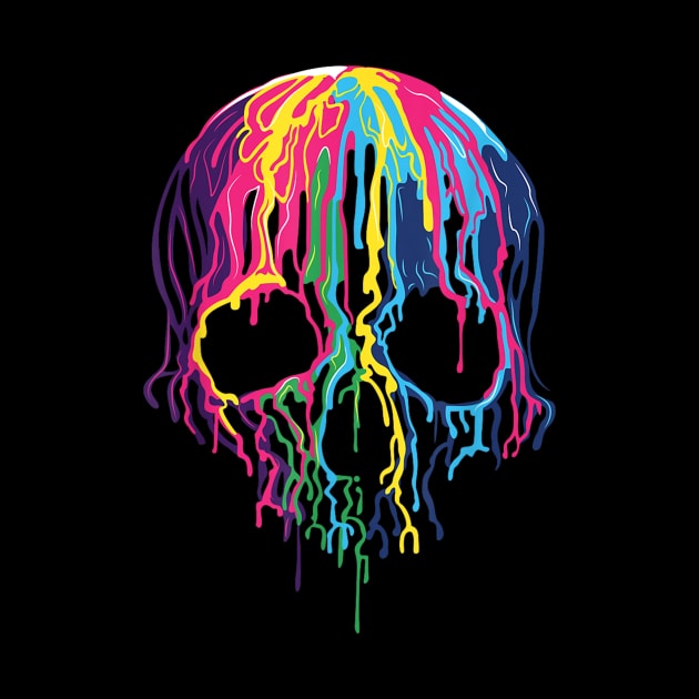 Colorful Melting Skull Art Graphic Halloween by zwestshops