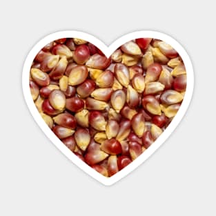 Red and Purple Popcorn Kernels Heart Photograph Magnet