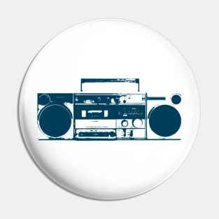 Blue Vintage Boom Box Graphic Pin