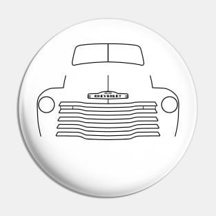 1949 Chevy 3100 stepside classic pickup truck outline graphic (black) Pin