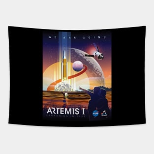 NASA Artemis I Retro Poster Shirt (2-Sided for Dark Shirts) Tapestry