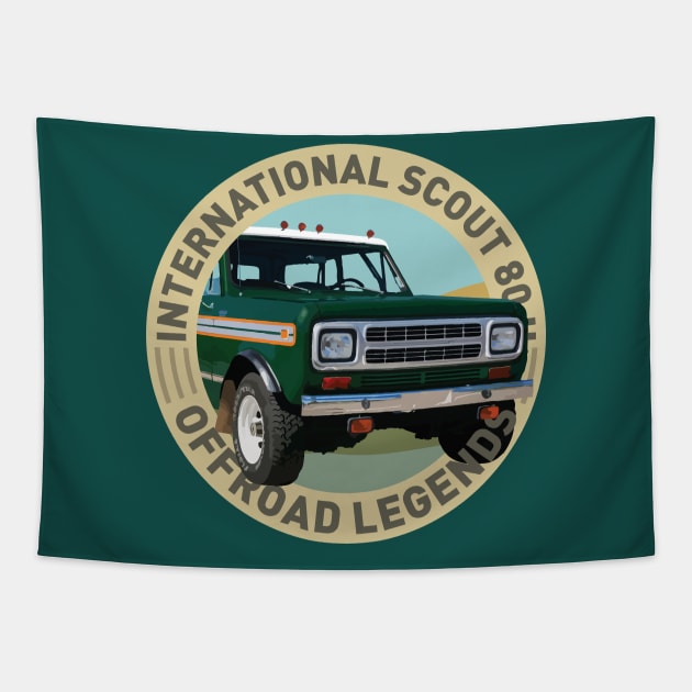 4x4 Offroad Legends: International Harvester Scout 80 II (green) Tapestry by OFFROAD-DESIGNS