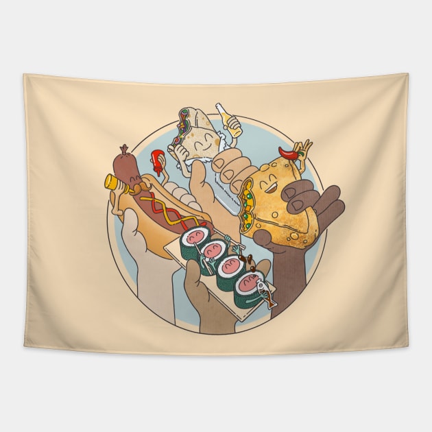 World Food, Glorious Street Food Tapestry by Big Appetite Illustration