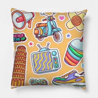 Travel requirement stickers set Pillow