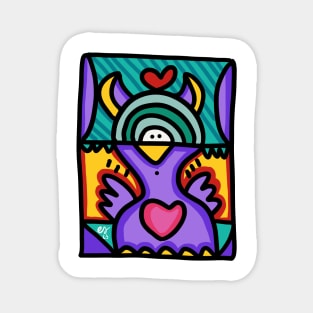 Purple Graffiti Bird Character Magnet