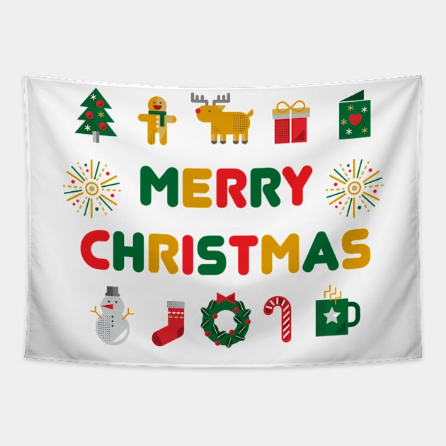 Merry Christmas Tapestry by D_Machine