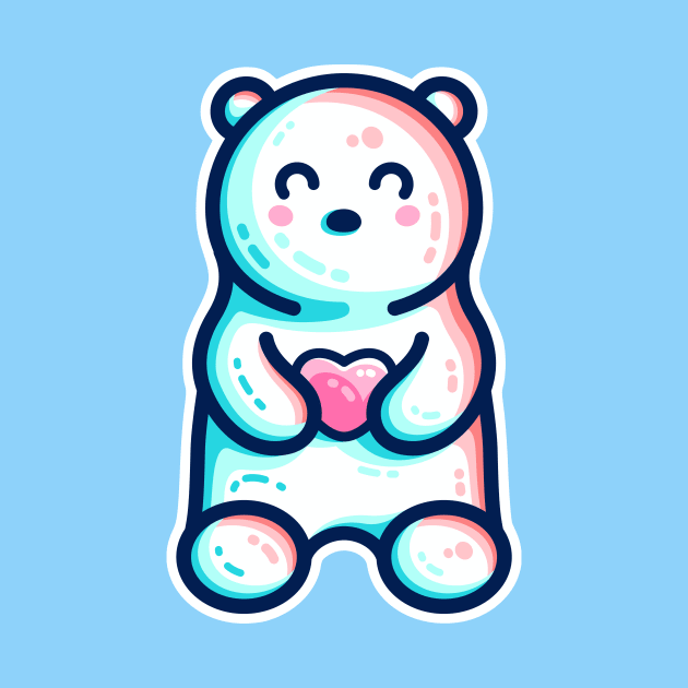 Cute Polar Bear Holding Heart by freeves