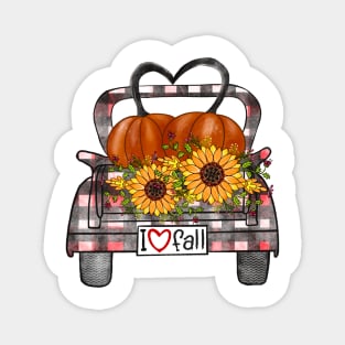 Womens I Love Fall Pumpkin Truck Cute Autumn Magnet