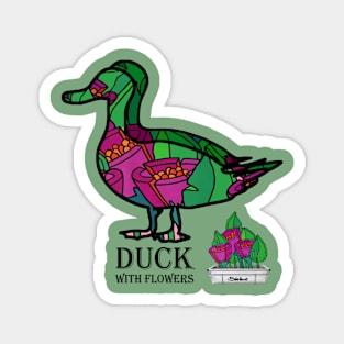 Duck With Flowers Magnet