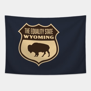 The Equality State Wyoming Retro Buffalo Shield (Brown) Tapestry