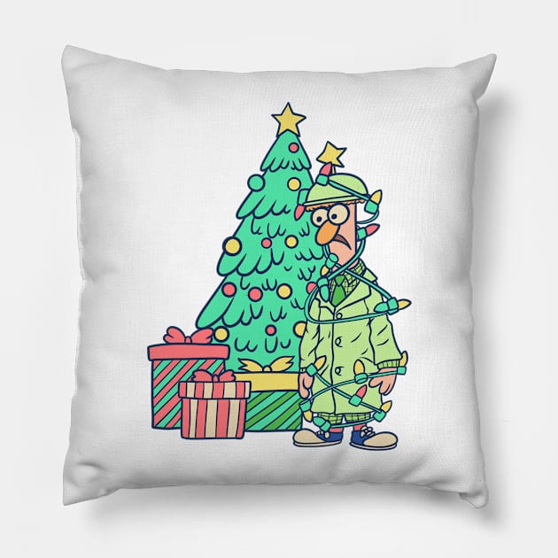 Beaker Around The Christmas Tree Muppets Pillow by thelazyshibaai