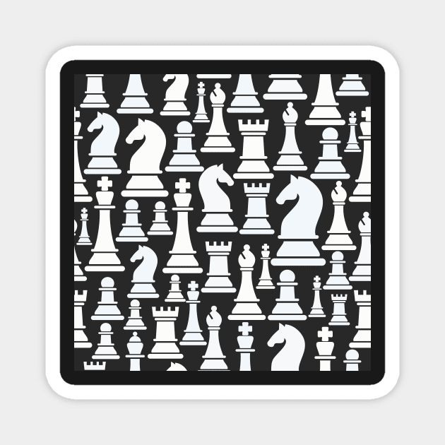 Chess Pattern Game Pieces Magnet by edwardecho