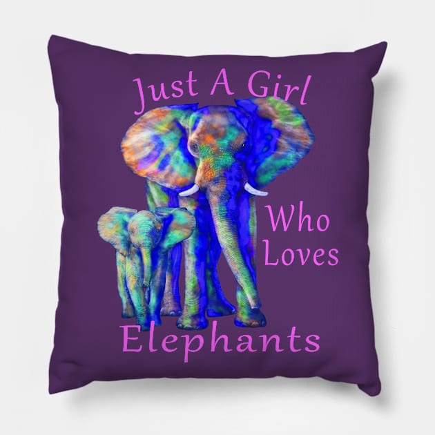 Just A Girl Who Loves Elephants Pillow by macdonaldcreativestudios