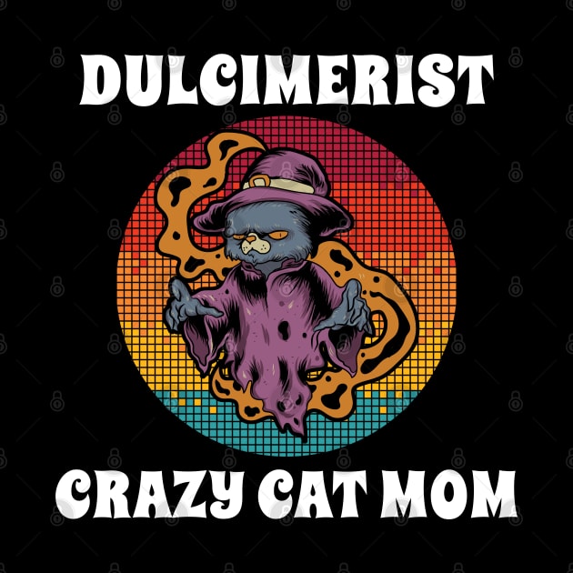 Dulcimerist Crazy Cat Mom Groovy Halloween Party Retro Vintage by coloringiship