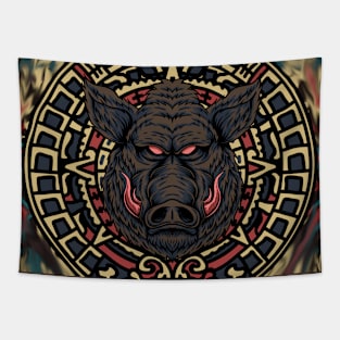 wild boar dangerous fangs animal Tapestry