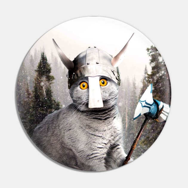 Cute Funny Viking Cat Pin by Random Galaxy