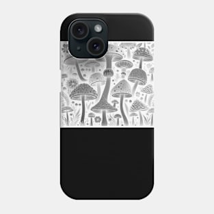 Black and White Mushroom pattern design for Phish fans and Deadheads Phone Case