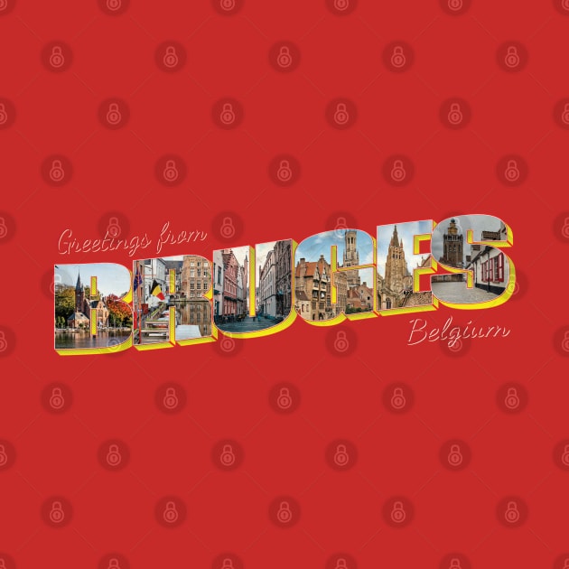 Greetings from Bruges in Belgium Vintage style retro souvenir by DesignerPropo