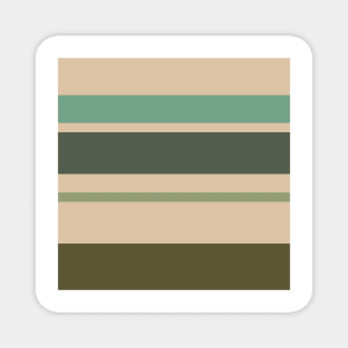 A lovely harmonization of Camo Green, Beige, Grey/Green, Greyish Teal and Ebony stripes. Magnet