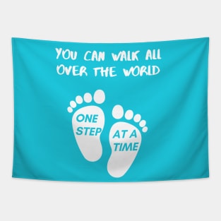 You can walk all over the world one step at a time Typography Tapestry