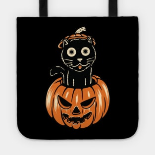 Funny Black Cat Halloween: Meow Pumpkin Tote