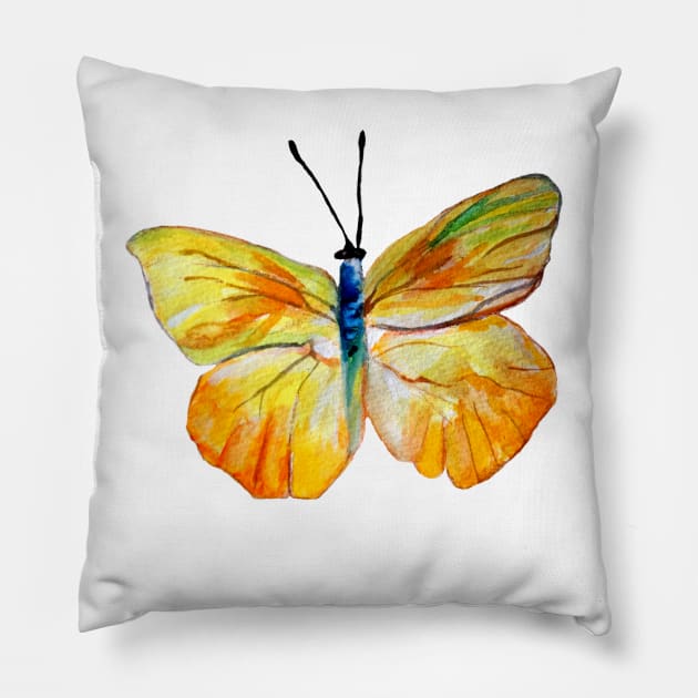 Yellow Butterfly Pillow by Manitarka