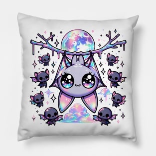 Bat Kawaii Pastel Goth Chibi Creepy Cute Spooky Pillow