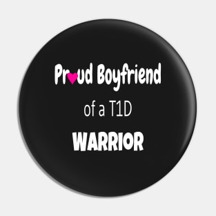 Proud Boyfriend White Text Pink Heart Pin