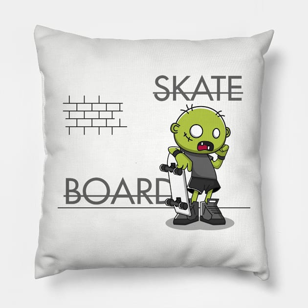 skateboard zombies Pillow by fflat hds