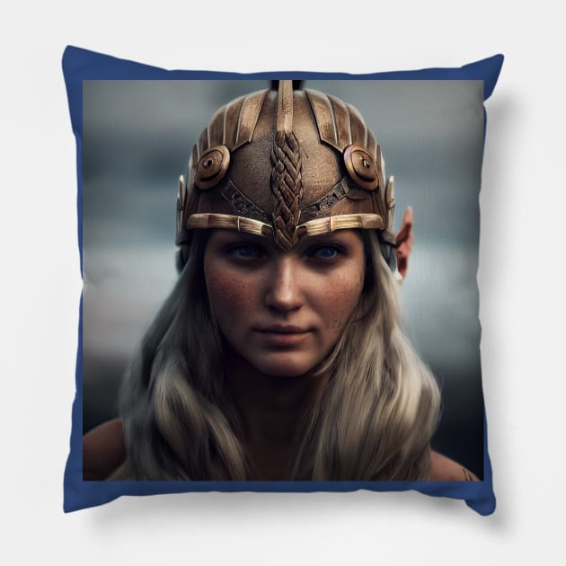 Viking Shield Maiden Pillow by Grassroots Green