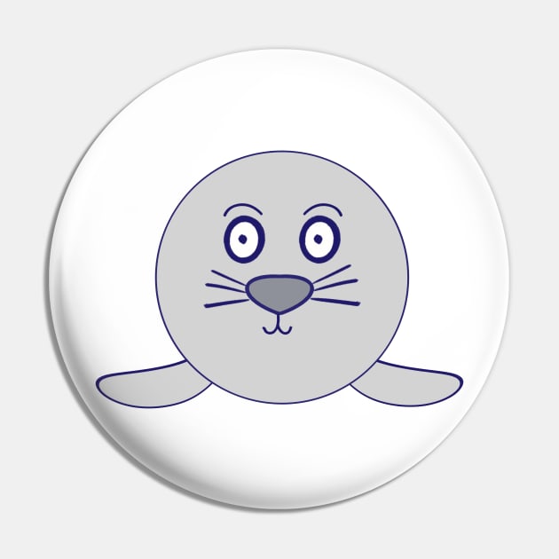Kawaii Silly Face Grey Baby Seal Pin by vystudio