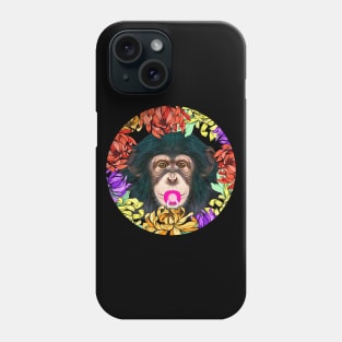 Monkey chimpanzee with pacifier Phone Case