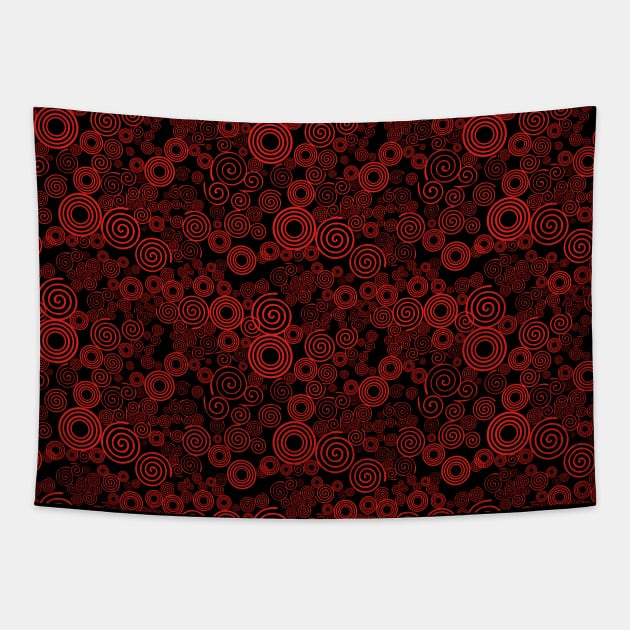 Red and Black Spiral Pattern Tapestry by Design_Lawrence