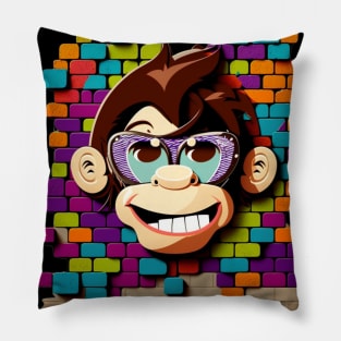 MONKEY SMILING WITH SUNGLASSES ON Pillow