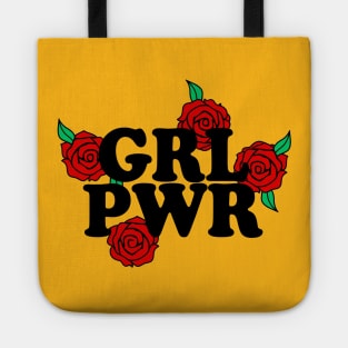 GRL PWR - Typographic/Rose Design Tote