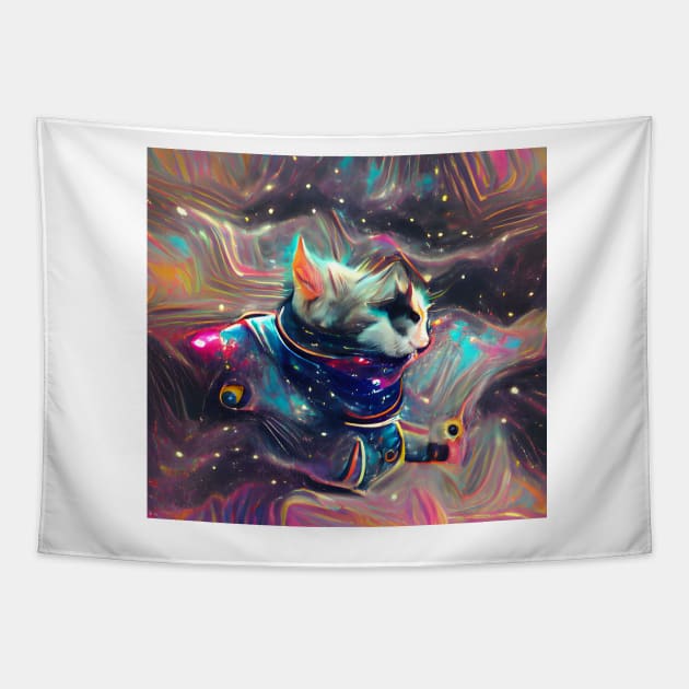 Astronaut Cat Tapestry by Mihadom