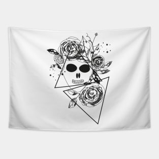 Abstract rose silhouette. Skull. Triangle geometric rose Tapestry